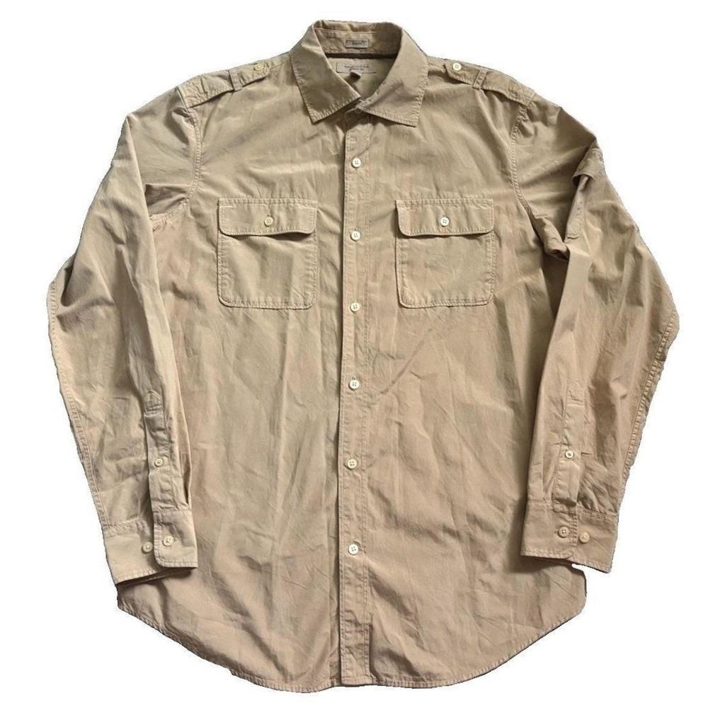 Vtg Banana Republic Utility Workshirt Men M Slim Khaki Safari Military Cotton
